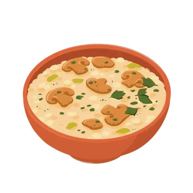 Velouté de champignons et orge